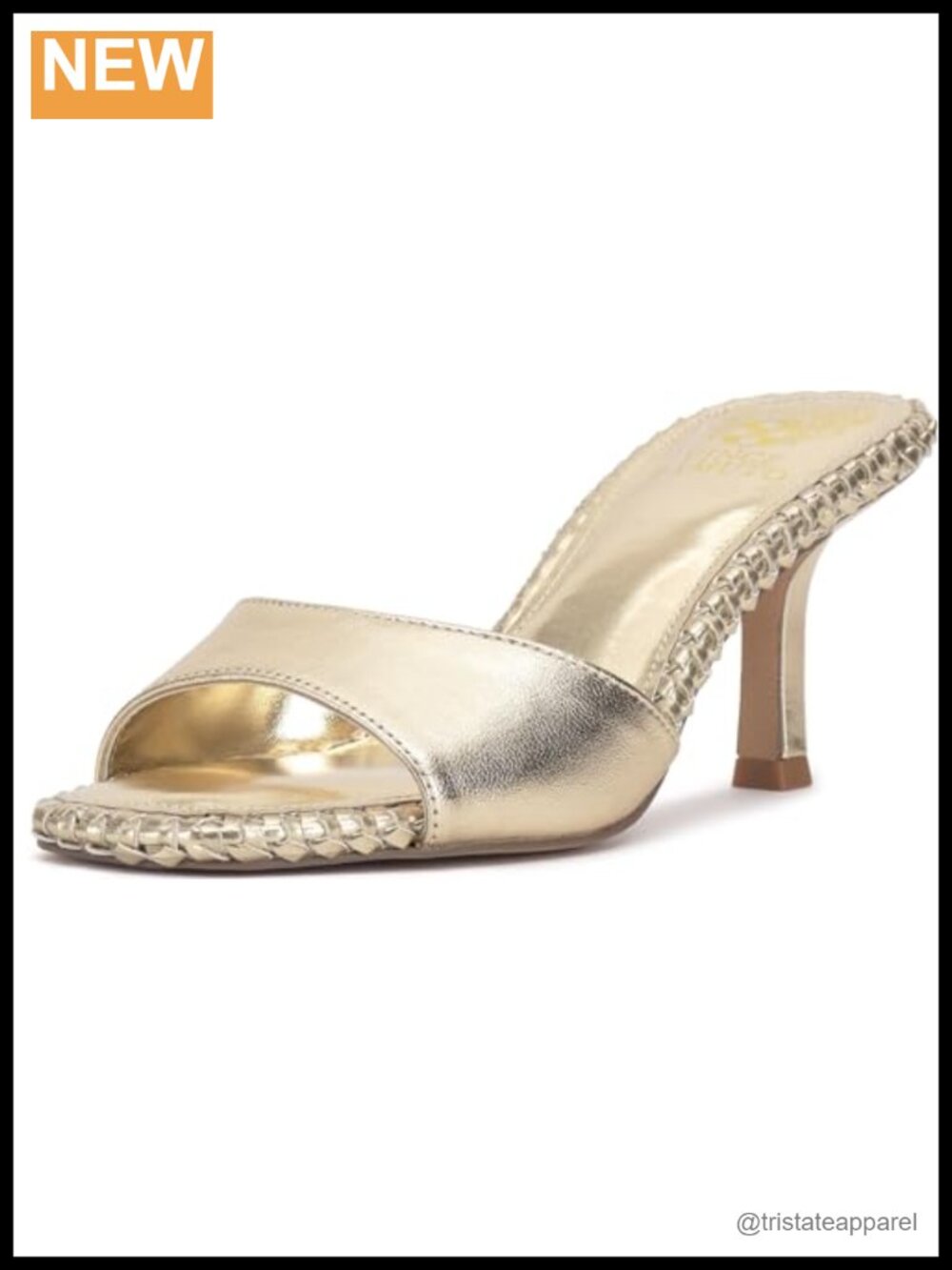 Emmla Stitched Mule Sandal Stiletto Heel Open Toe Pull-On Leather